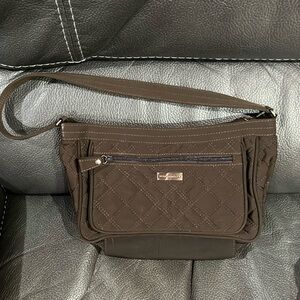 Vera Bradley dark brown quilted handbag